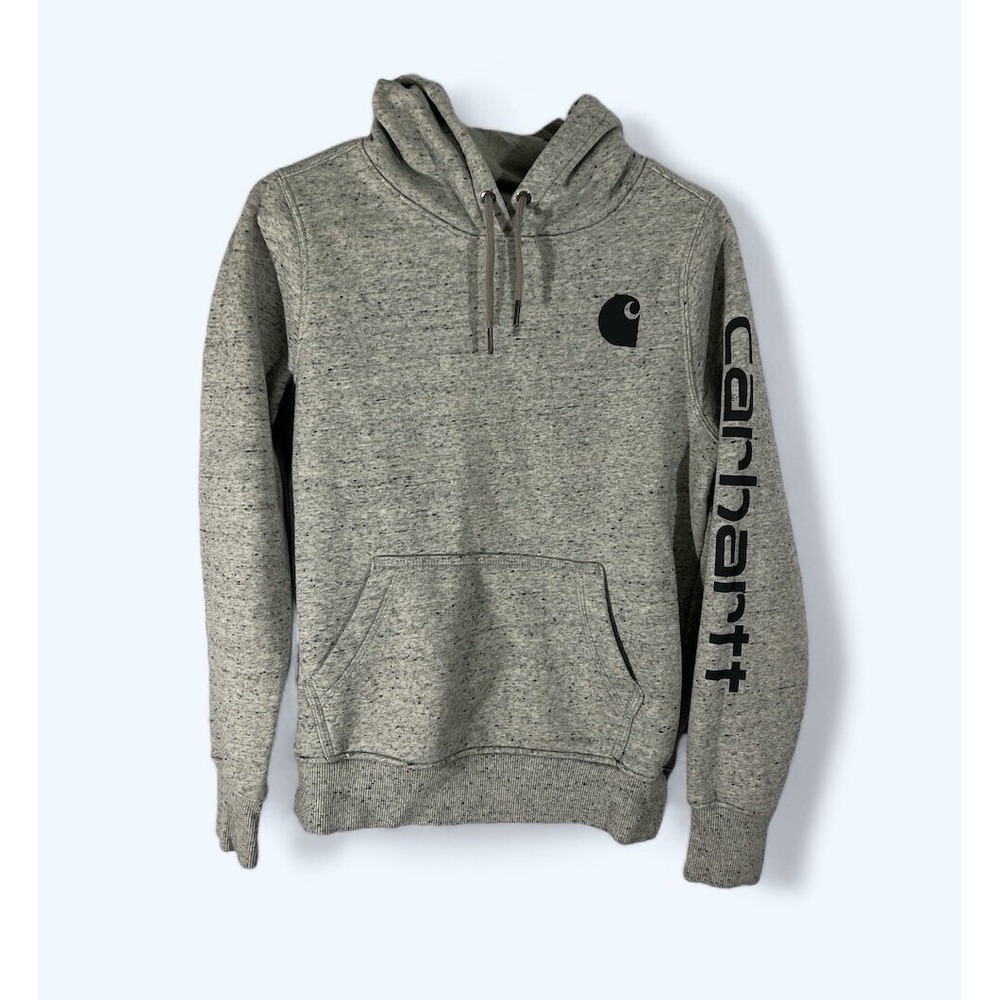 Carhartt Midweight Logo Hoodie Womens XS (0-2) Gray Workwear Long Sleeve Graphic
